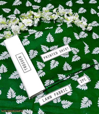 14th August Green 2 Pcs Women’s Unstitched Lawn Suit