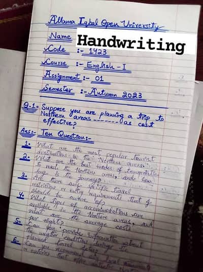 Assignment hand writing