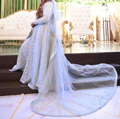 Luxury Bridal Front Open Maxi with 2 Dupattas & Sharara