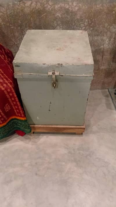 Large Iron Storage Drum / Grain Storage Bin with Lid
