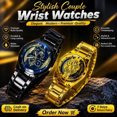Luxury Skeleton Design Metal Watch | Gold & Black |  COD Available|