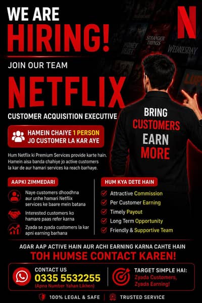 Net*flix Marketing job online job baki whatsapp pr message kry