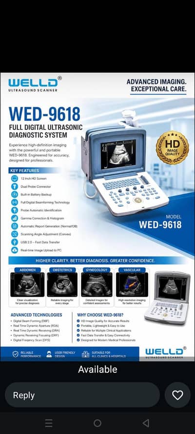 Welld 9618 Ultrasound Machine