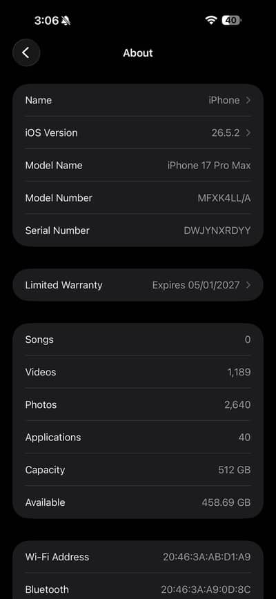 iPhone 17 Pro Max 512GB White | Apple Warranty | 99% Battery | Box