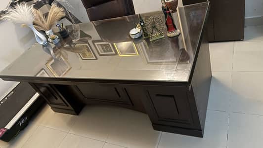 Executive Office Table + Top Glass + Executive Chair