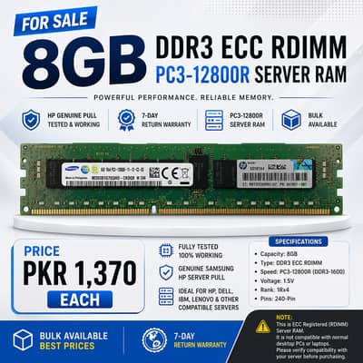 8GB DDR3 RAM ECC Registered (RDIMM) Server RAM