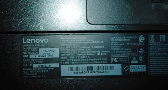 27 inch 1440p Lenovo | 24 inch 1080p LG | 2 Monitors For sale