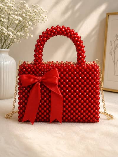 Luxury Pearl Beaded Handbag for Women – Elegant Bridal & Party Shoulde