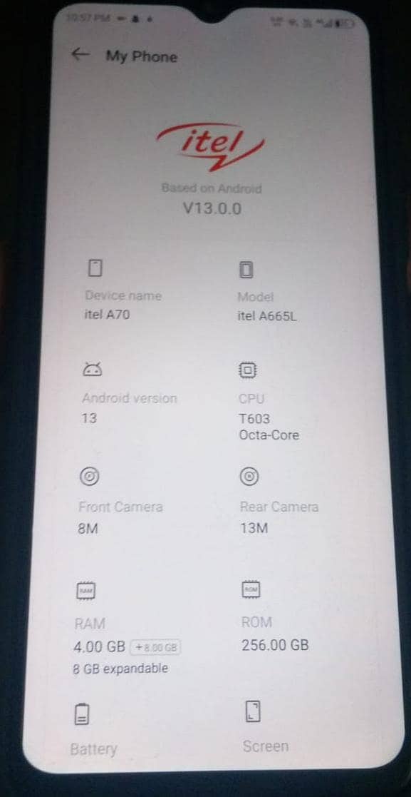 Itel A70 11