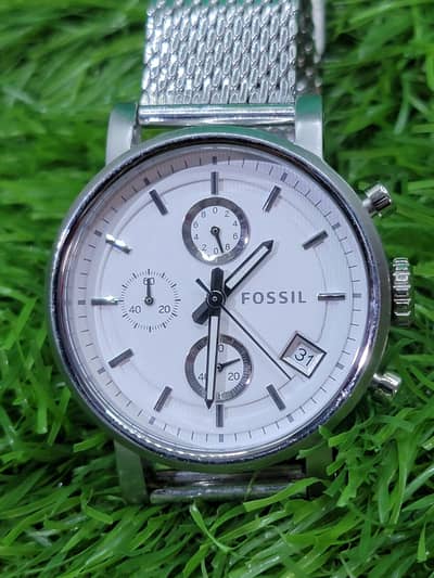 Original Fossil Men's Chronograph Stainless Steel Watch | White Dial