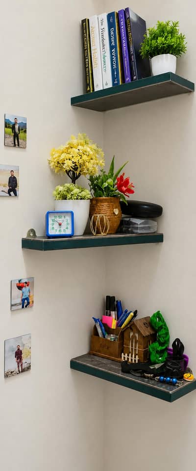 Set of 3 Solid Wooden Floating Wall Shelves for Sale