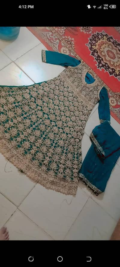 Brand New Peacock Blue Anarkali Maxi with Dupatta | Size L*