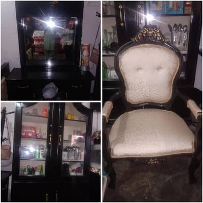 ڈریسنگ ٹیبل دو کرسیاں برتن والی الماری