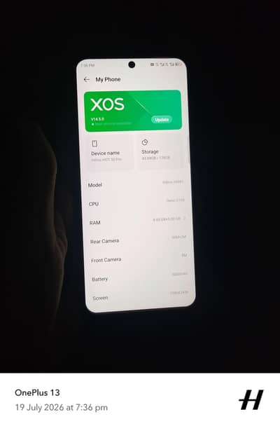 Infinix Hot 50 Pro 10 By 10 All Okay 128/8 in display Fingerprint