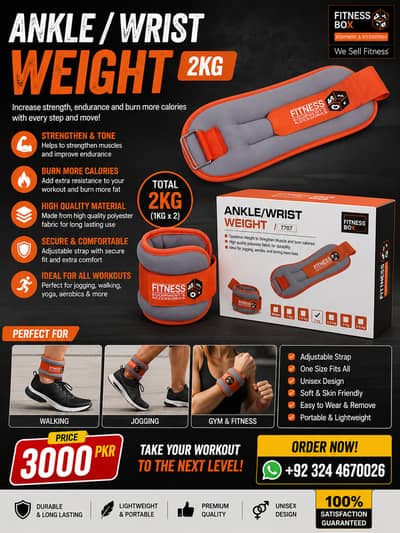 2KG Ankle/Wrist Weight Pair | Gym Fitness Weight Cuffs | Rs. 3,000