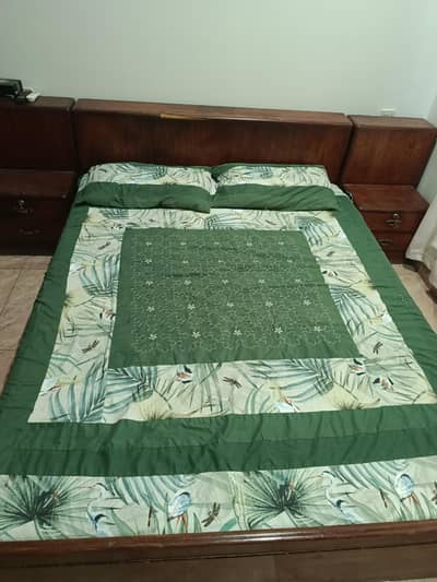 Double Bed with side tables snd and foam sheet