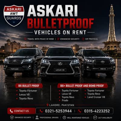 Bullet Proof Rent A Car Services in Lahore Car Rental Revo, V8, Prado