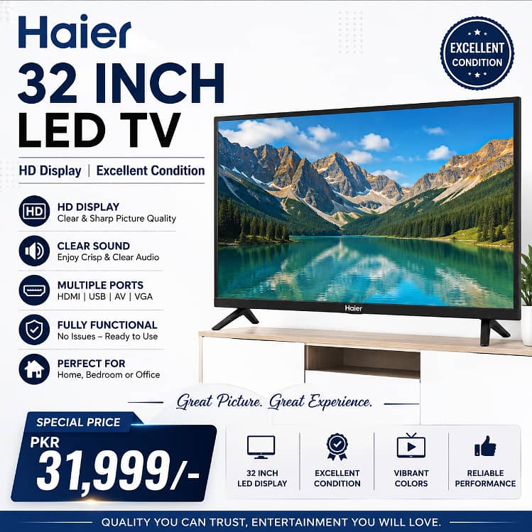 Haier 32 Inch LED TV | HD Display | Excellent Condition 0
