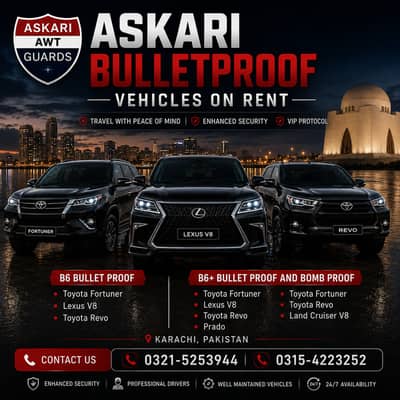 Bullet Proof Rent A Car Services in Karachi Car Rental Revo, V8, Prado