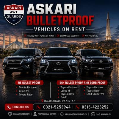 Bullet Proof Rent A Car Services in Islamabad Car Rental Revo V8 Prado