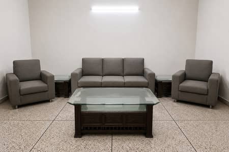 5 seater sofa set with Chinoti wooden tables