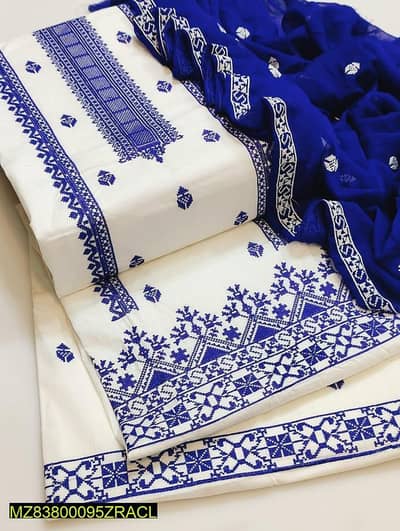 Royal Blue cross stitch lawn 3 suit for woman