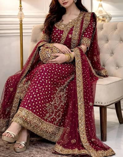 Heavy Bridal Embroidered Adda Work dress