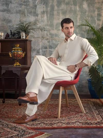 Men's Boski Plain Suit Off-White 8-Button