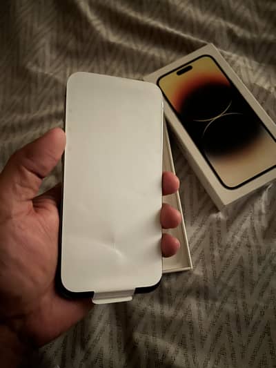 Iphone 14 pro max 128 gb complete box golden