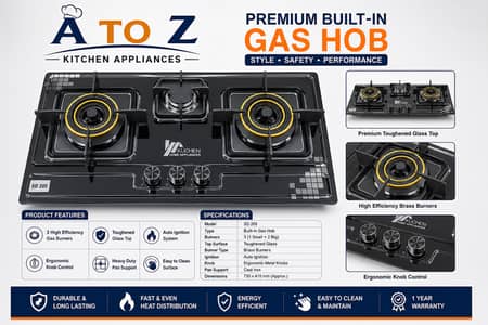 Kuchen Home Appliances 3 Burner Gas Hob | Imported Parts | LPG/NG |