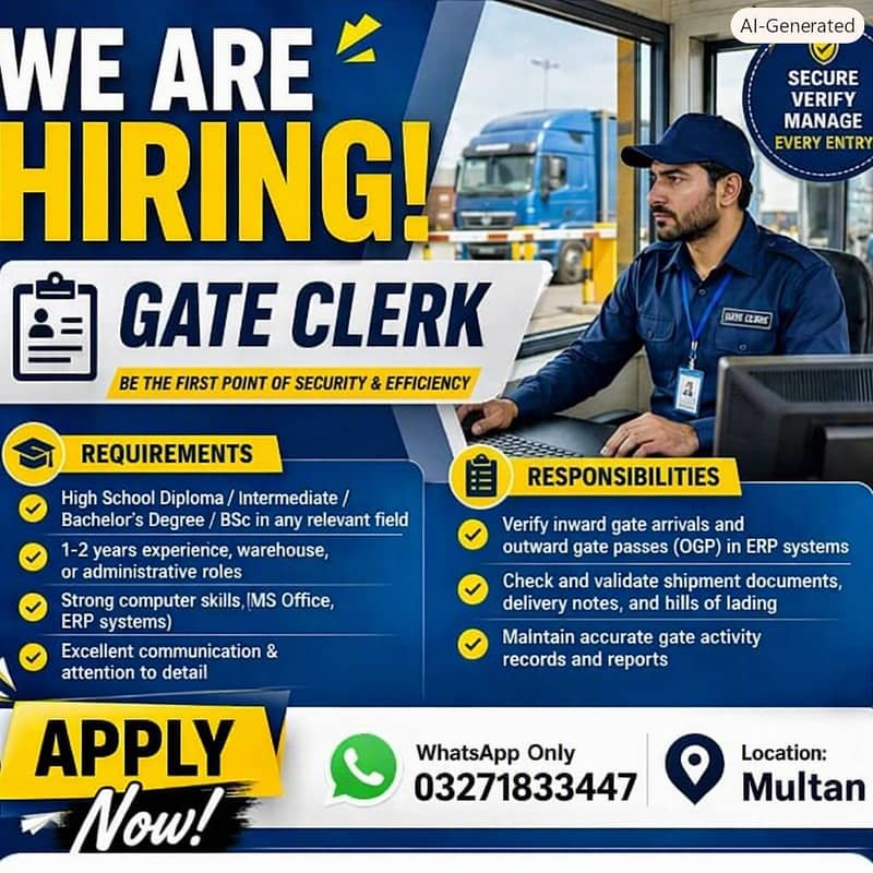 computer operator/ Gate Clerk 1