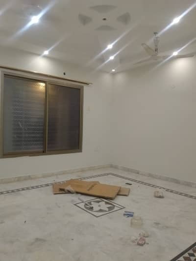 three bed dd first floor portion with roof for rent in johar