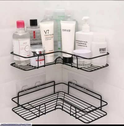 Black Corner Wall Mount Organizer For Bathroom & Office Storage