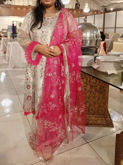 Silver shirt and pink dupatta and garara