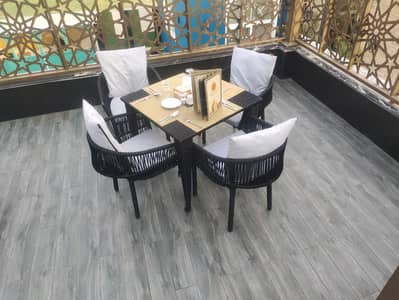CAFE'S OUTDOOR ROOFTOP RATTAN ROPE FURNITURE AVAILABLE FOR SALE