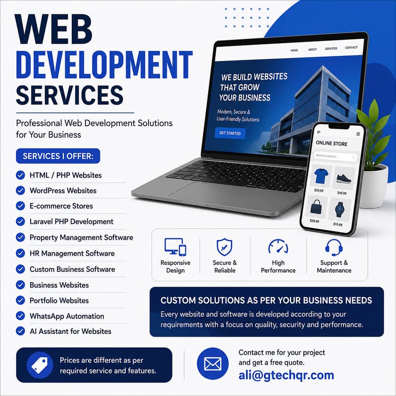 Web Development & Desigin Low Budget Software development 1