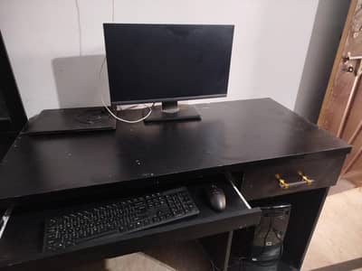 Modern Wooden Computer Desk with Keyboard Tray and Drawer
