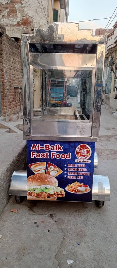 Fastfood pure Steel counter with table stand
