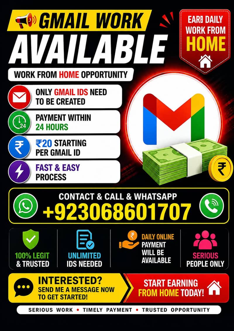 Gmail I'd creation work available 0