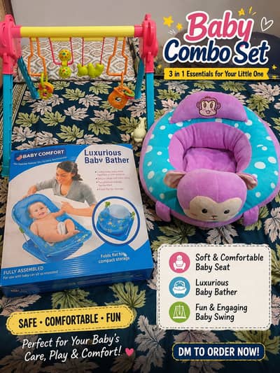 3 in 1 Baby Essential | Baby Seat | Baby Bather | Baby Activity toy
