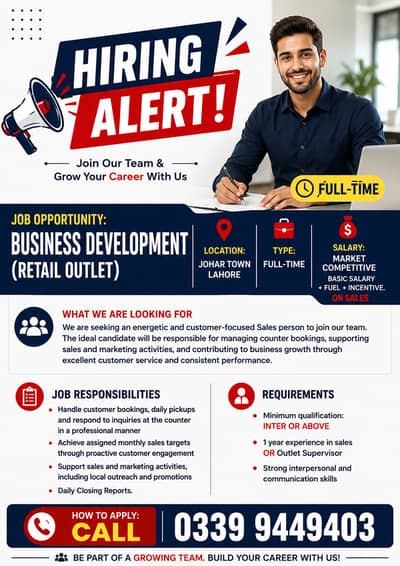 Job Opportunity: BUSINESS DEVELOPMENT  (Retail OUTLET)