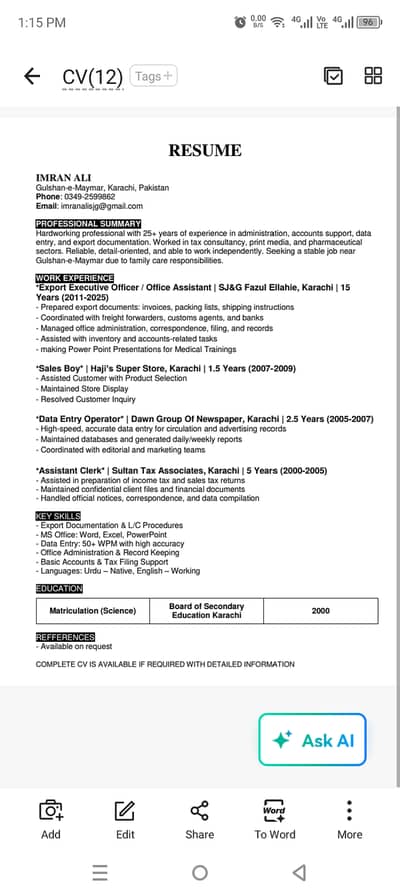 Looking For Job