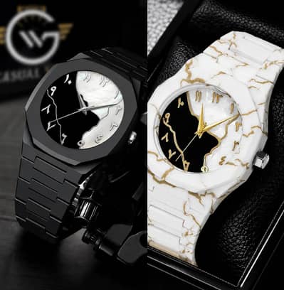 Men's Premium Carbon Fiber Analog Watch – Black & White Collection