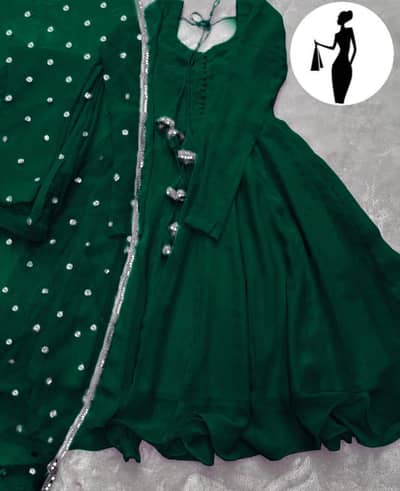 Green V-Neck Chiffon Maxi Suit 3Pcs Chiffon Maxi Suit 3Pcs