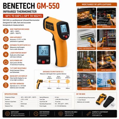 Infrared Temperature Gun -50 to 550℃  -58 1022℉price in pakistan GM550