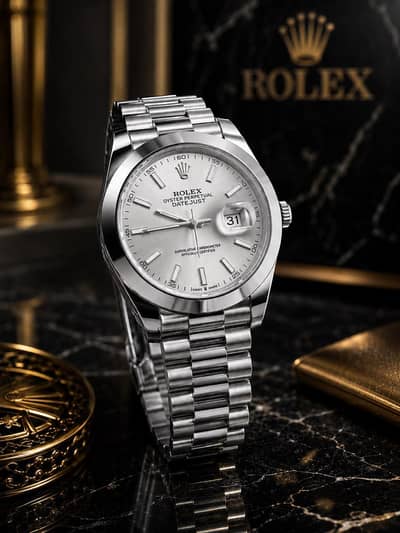ROLEX DATE WORKING STAINLESS STEEL CHAIN WITH CROWN LOCK BEST QUALITY