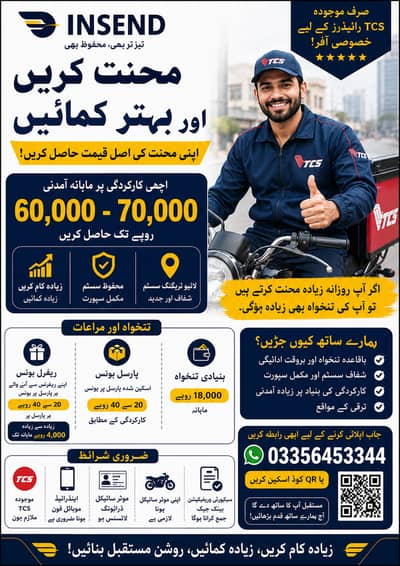 Multan and Lahore courier delivery rider requires