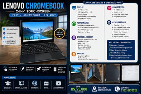 Lenovo Chromebook touchscreen laptop well condition
