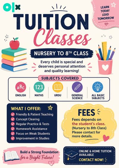 Home Tuition Available – Nursery to Class 8 | Experienced & Friendly
