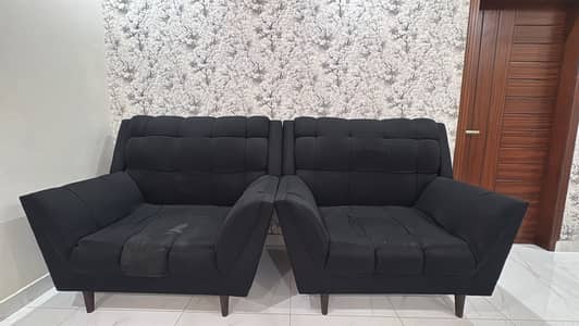 2 designer sofa single seater couches in black jute